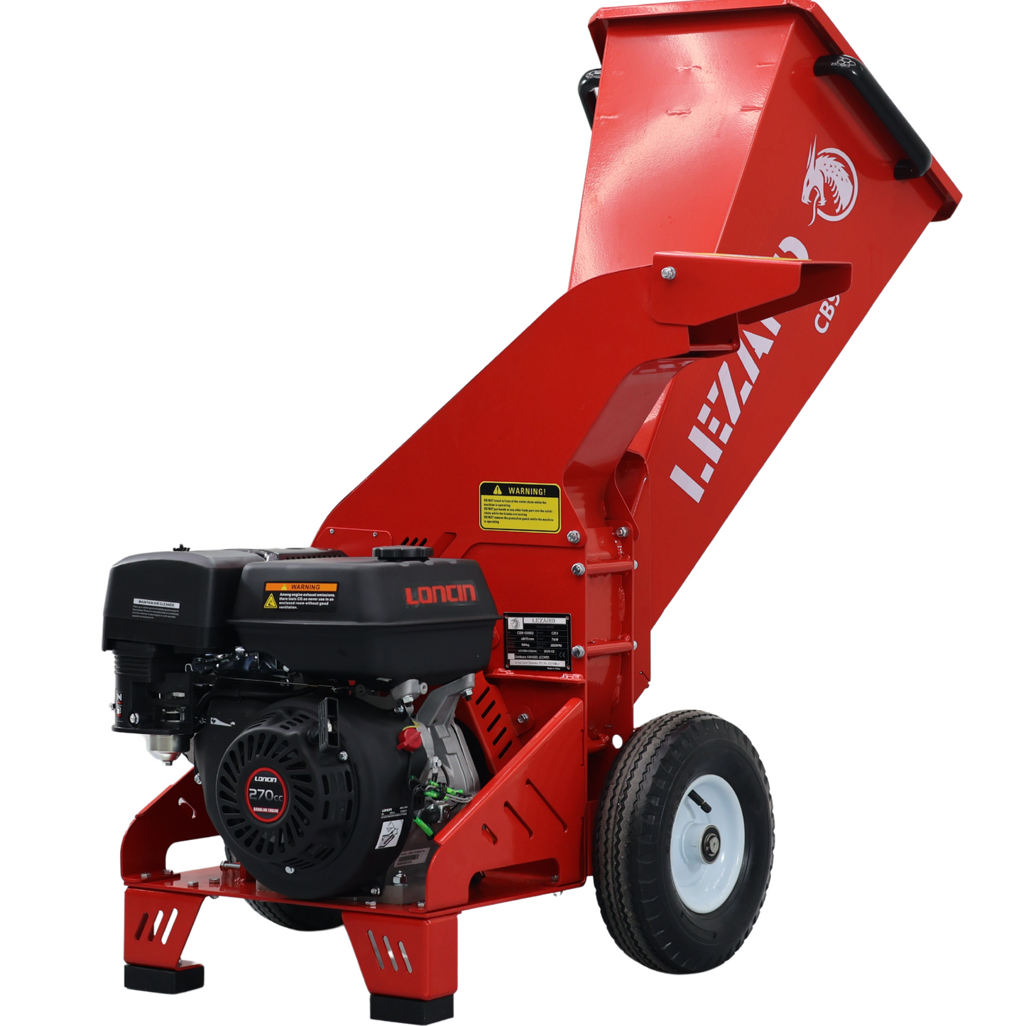Broyeur de branches compact à essence LEZARD CB9 Loncin 9CV 70-90 mm + accessoires gratuits