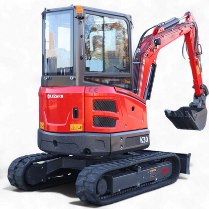 Koparka 3t LEZARD K30 KUBOTA kabina, dwie prędkości, ramie skrętne, start-stop