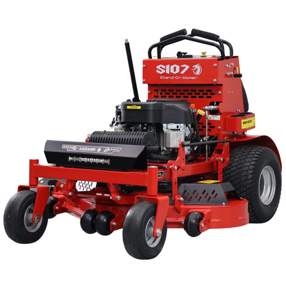 Tondeuse autoportée LEZARD S107 conducteur debout 24CV Loncin 107cm rayon de braquage zéro