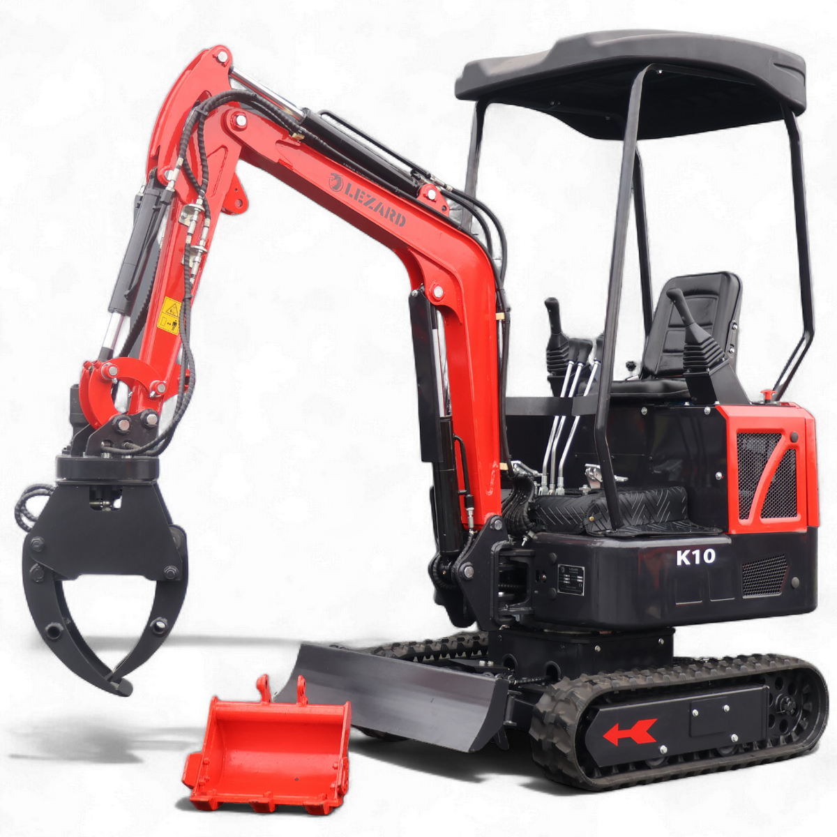 Koparka 1t LEZARD K10+hydrauliczny chwytak joysticki, chłodnica oleju, ramię skrętne, rozsuwane gąsienice Diesel