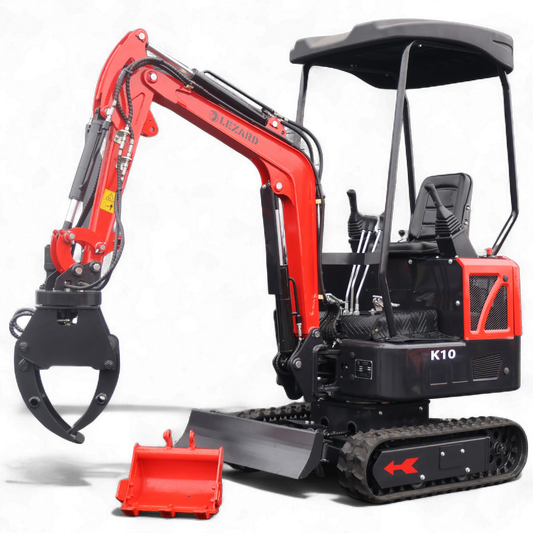 Koparka 1t LEZARD K10+hydrauliczny chwytak joysticki, chłodnica oleju, ramię skrętne, rozsuwane gąsienice Diesel