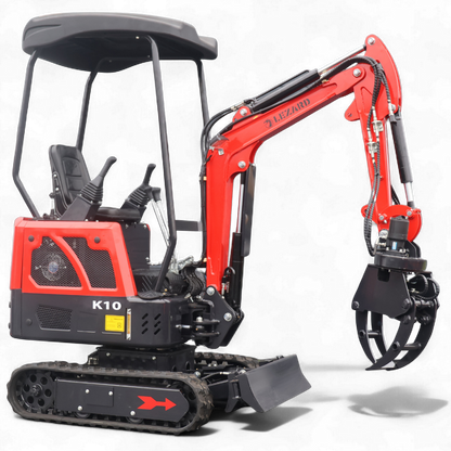 Koparka 1t LEZARD K10+hydrauliczny chwytak joysticki, chłodnica oleju, ramię skrętne, rozsuwane gąsienice Diesel
