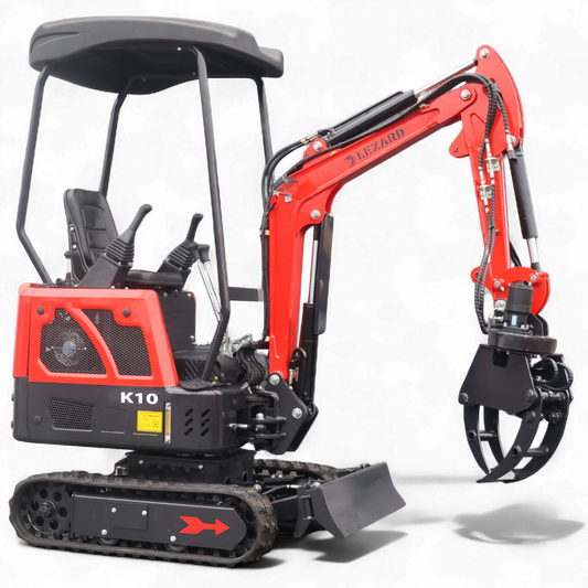 Koparka 1t LEZARD K10+hydrauliczny chwytak joysticki, chłodnica oleju, ramię skrętne, rozsuwane gąsienice Diesel