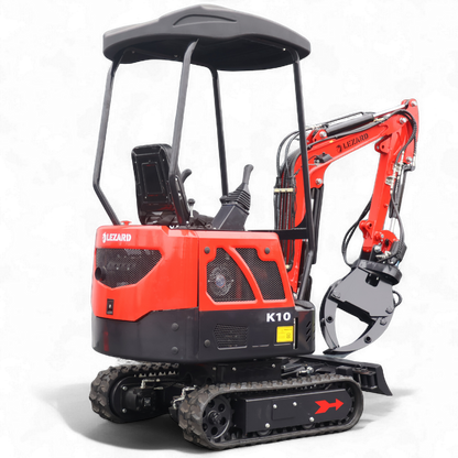 Koparka 1t LEZARD K10+hydrauliczny chwytak joysticki, chłodnica oleju, ramię skrętne, rozsuwane gąsienice Diesel