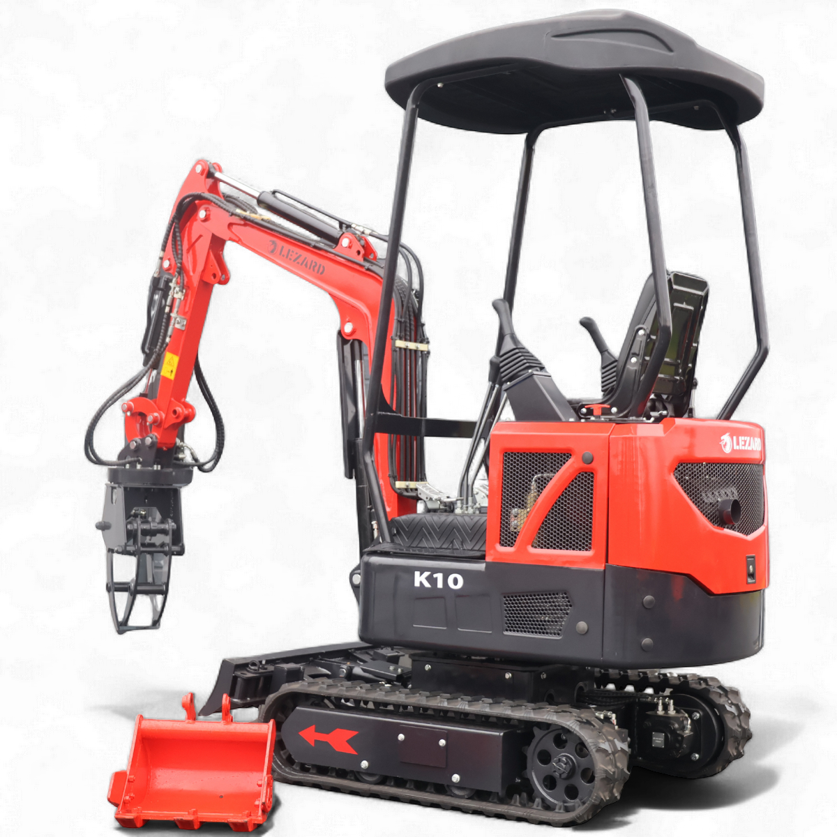 Koparka 1t LEZARD K10+hydrauliczny chwytak joysticki, chłodnica oleju, ramię skrętne, rozsuwane gąsienice Diesel